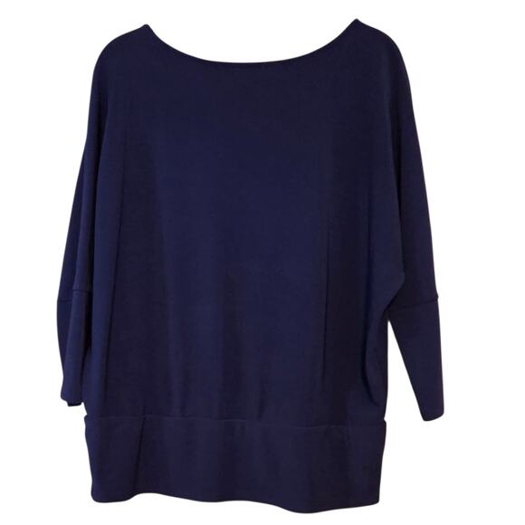 Boston Proper Knit Top, Stretchy Loose-fit Navy Blue size Large, Dolman Sleeves - Picture 8 of 10